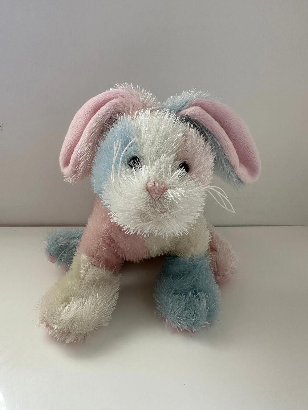 Adorable Vintage Webkinz Multicoloured Bunny Plush with No Tag/Code (10 inch)